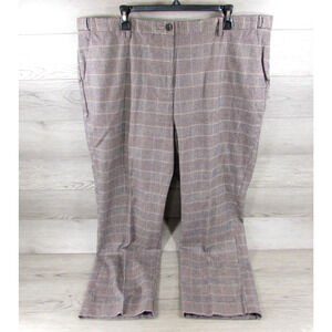LL Bean Pants Womens 20W Reg. Plaid Gray Classic Fit Cotton Trousers Lined